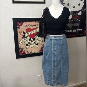 Encore Denim Button Up Midi Skirt